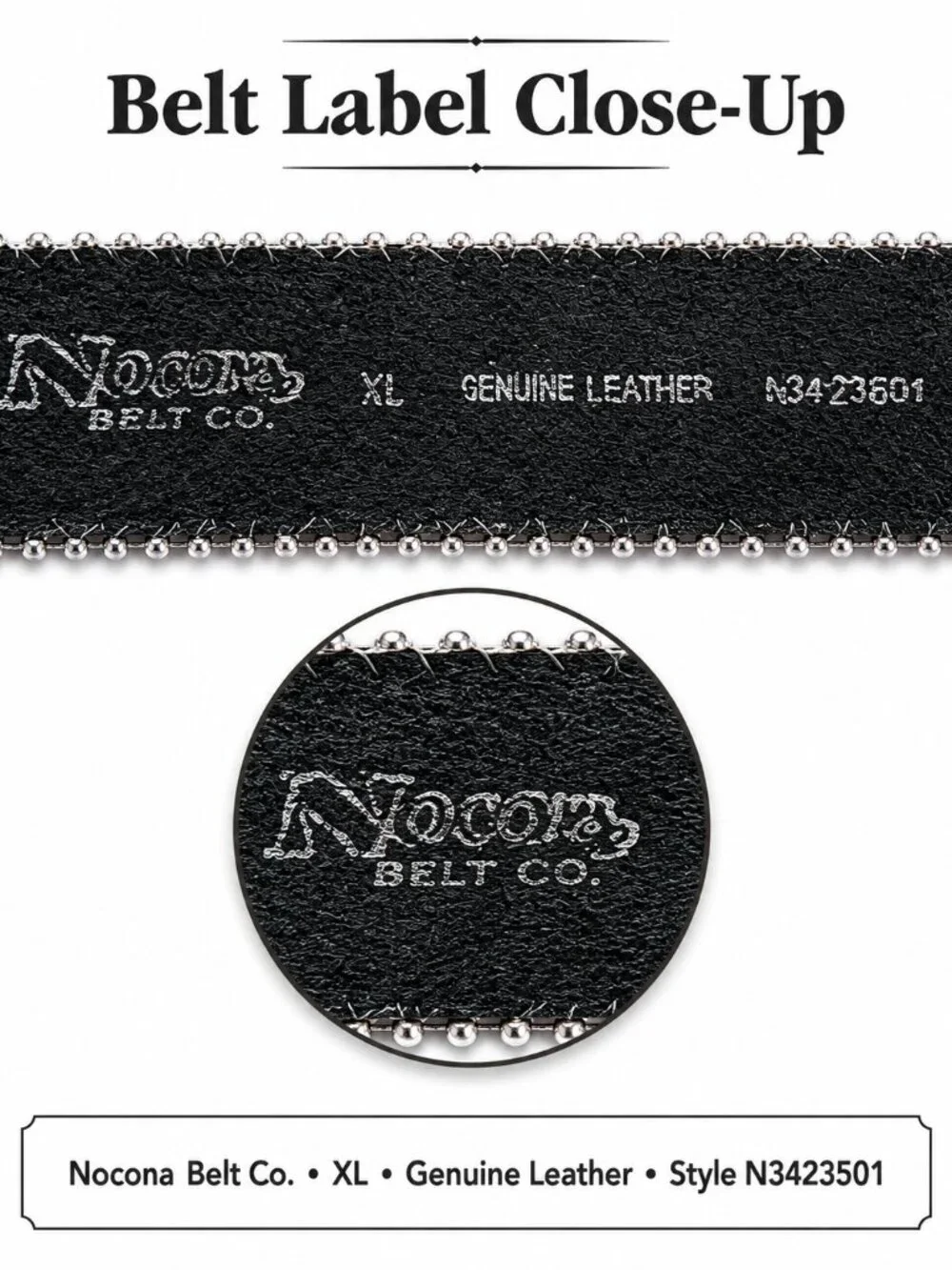Nocona Women's XL Genuine Leather Rhinestone Western Belt Star Concho Black 41